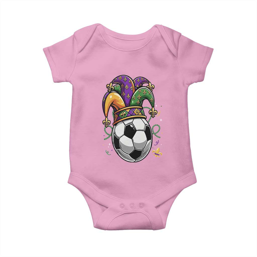 Mardi Gras Soccer Ball Baby Onesie Funny Louisiana Carnival Sports Gift TS12 Light Pink Print Your Wear