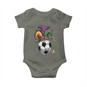 Mardi Gras Soccer Ball Baby Onesie Funny Louisiana Carnival Sports Gift TS12 Military Green Print Your Wear
