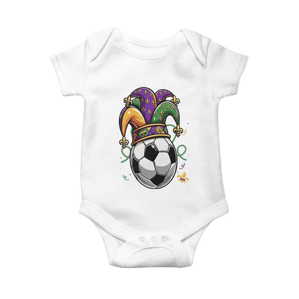 Mardi Gras Soccer Ball Baby Onesie Funny Louisiana Carnival Sports Gift TS12 White Print Your Wear