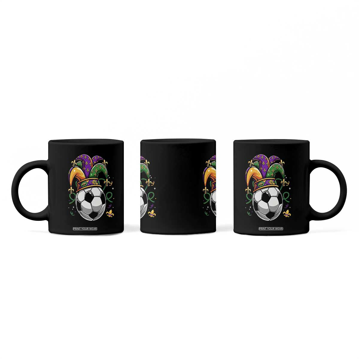 Mardi Gras Soccer Ball Coffee Mug Funny Louisiana Carnival Sports Gift TS12 Print Your Wear