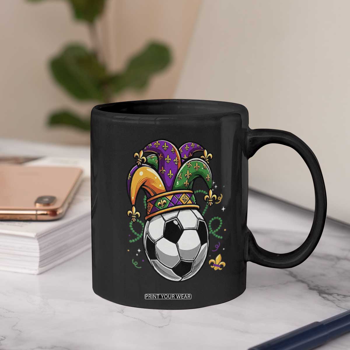 Mardi Gras Soccer Ball Coffee Mug Funny Louisiana Carnival Sports Gift TS12 Print Your Wear