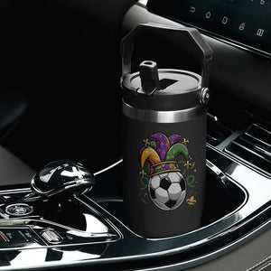 Mardi Gras Soccer Ball Flip Straw Tumbler Funny Louisiana Carnival Sports Gift TS12 Print Your Wear