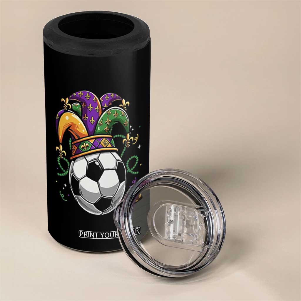 Mardi Gras Soccer Ball 4 in 1 Can Cooler Tumbler Funny Louisiana Carnival Sports Gift TS12 Print Your Wear