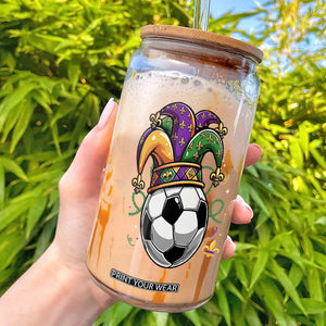 Mardi Gras Soccer Ball Glass Can Funny Louisiana Carnival Sports Gift TS12 Black Print Your Wear