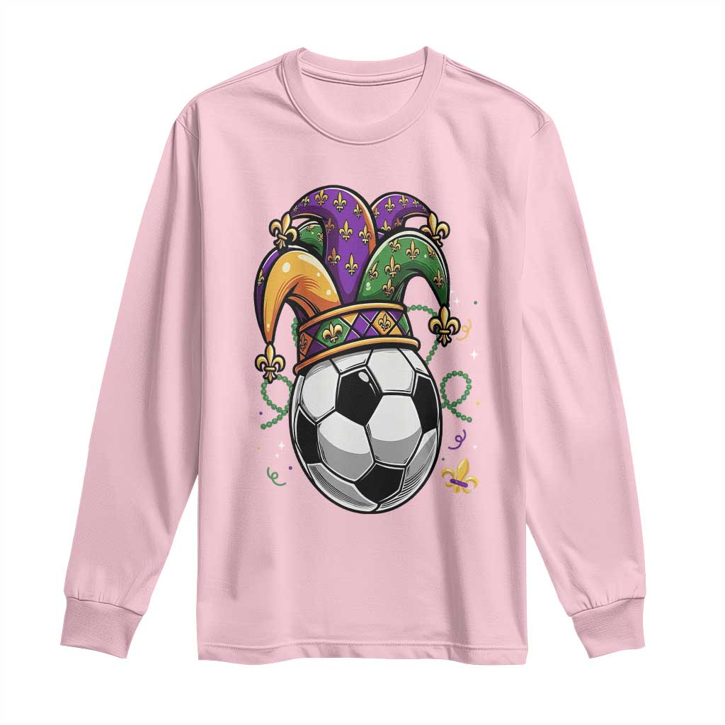 Mardi Gras Soccer Ball Long Sleeve Shirt Funny Louisiana Carnival Sports Gift TS12 Light Pink Print Your Wear