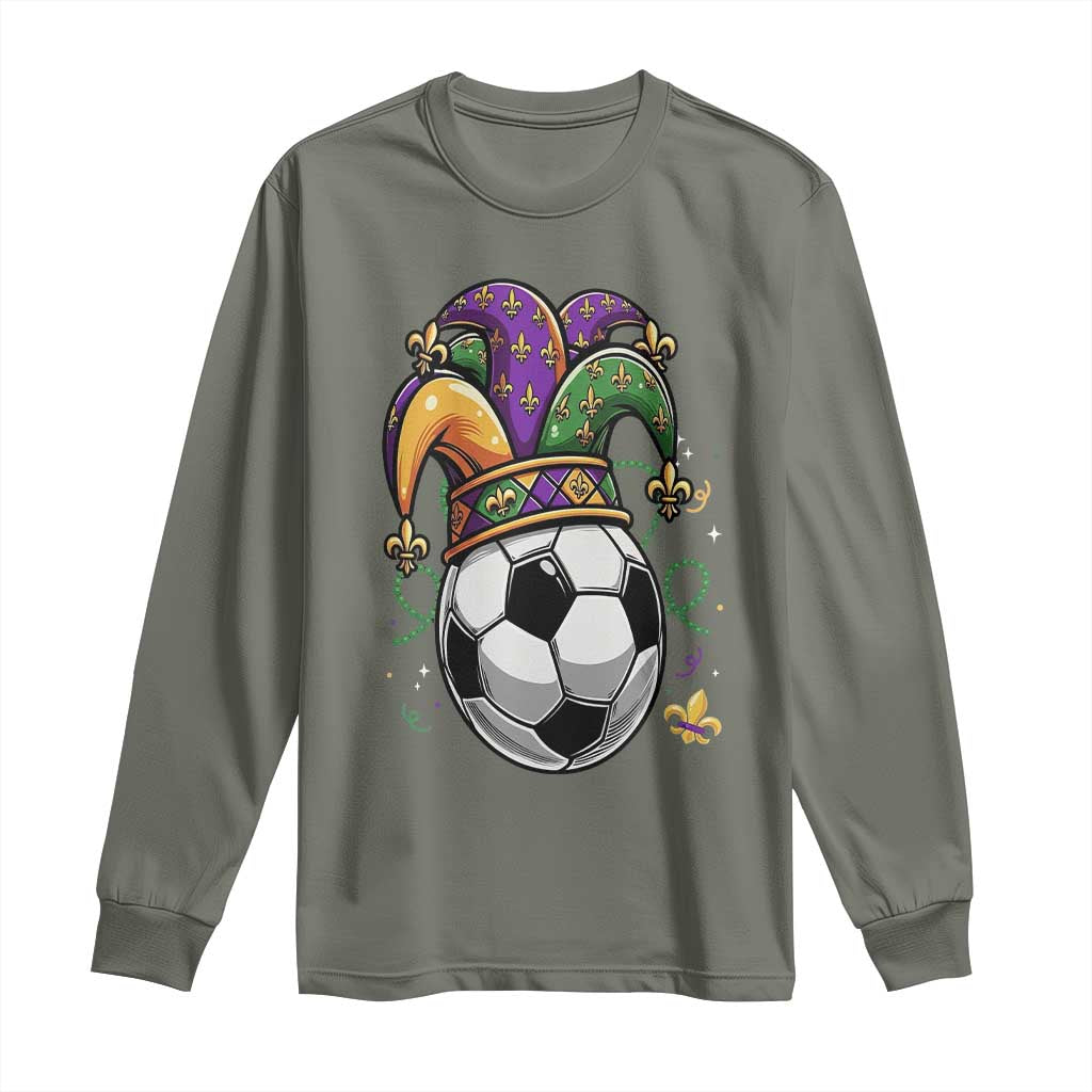 Mardi Gras Soccer Ball Long Sleeve Shirt Funny Louisiana Carnival Sports Gift TS12 Military Green Print Your Wear