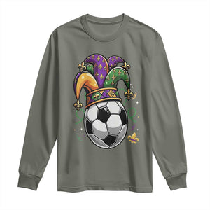 Mardi Gras Soccer Ball Long Sleeve Shirt Funny Louisiana Carnival Sports Gift TS12 Military Green Print Your Wear