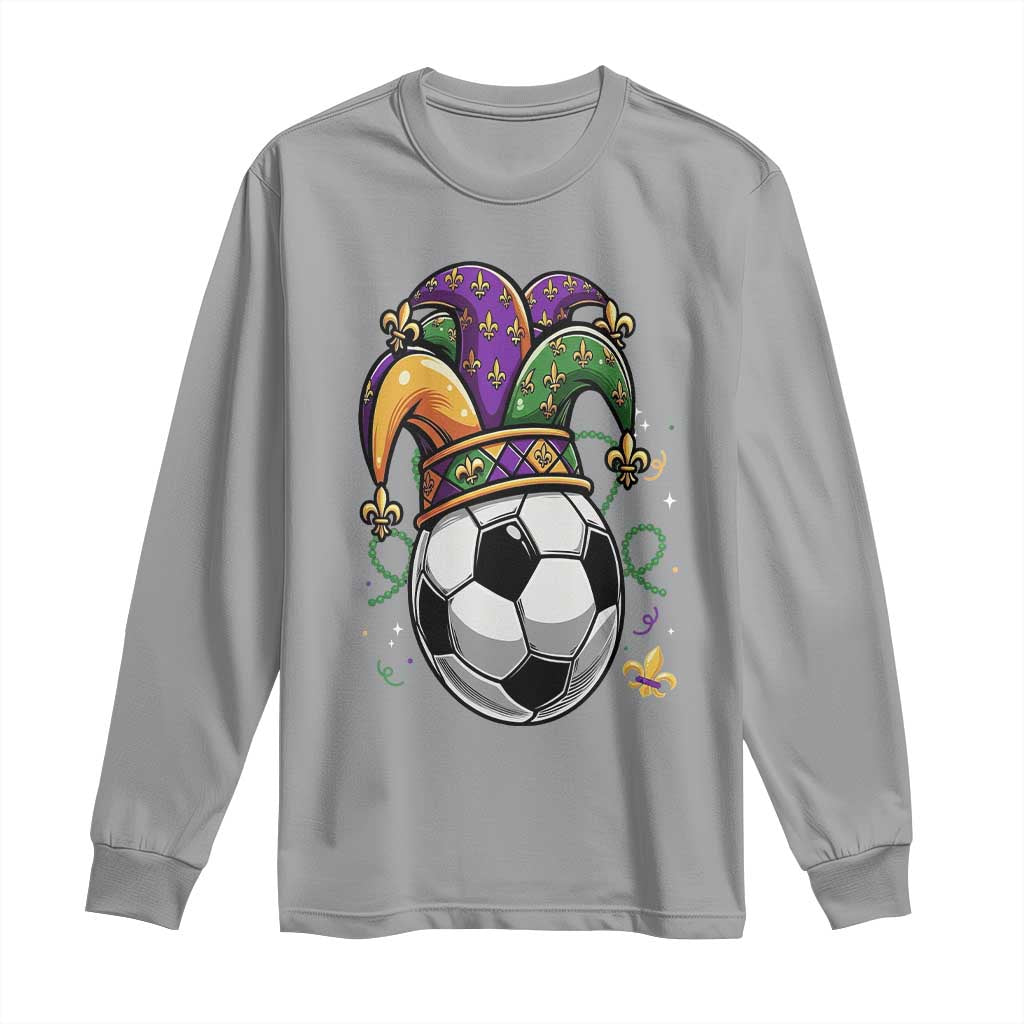 Mardi Gras Soccer Ball Long Sleeve Shirt Funny Louisiana Carnival Sports Gift TS12 Sport Gray Print Your Wear