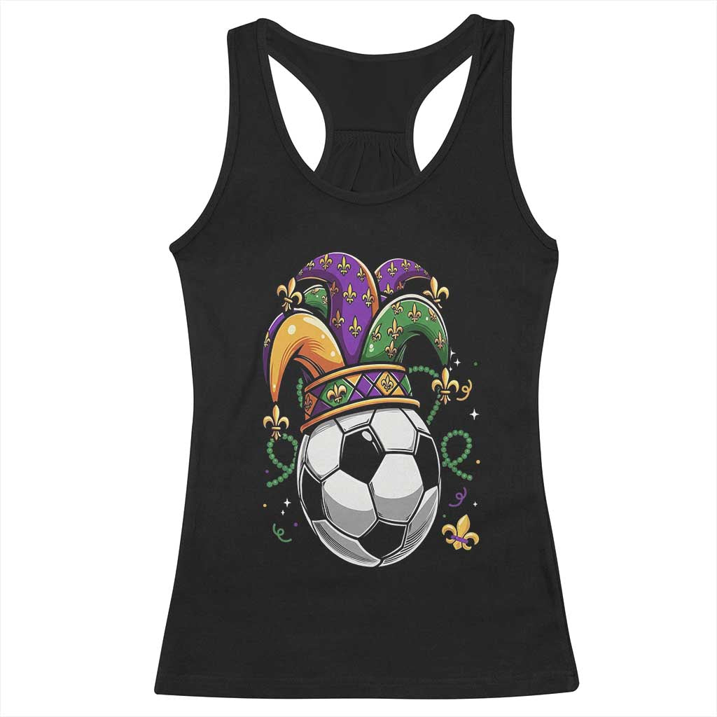 Mardi Gras Soccer Ball Racerback Tank Top Funny Louisiana Carnival Sports Gift TS12 Black Print Your Wear