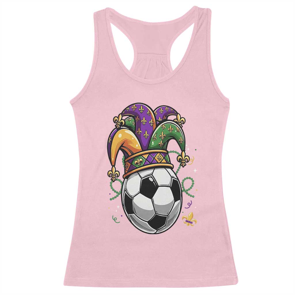 Mardi Gras Soccer Ball Racerback Tank Top Funny Louisiana Carnival Sports Gift TS12 Light Pink Print Your Wear