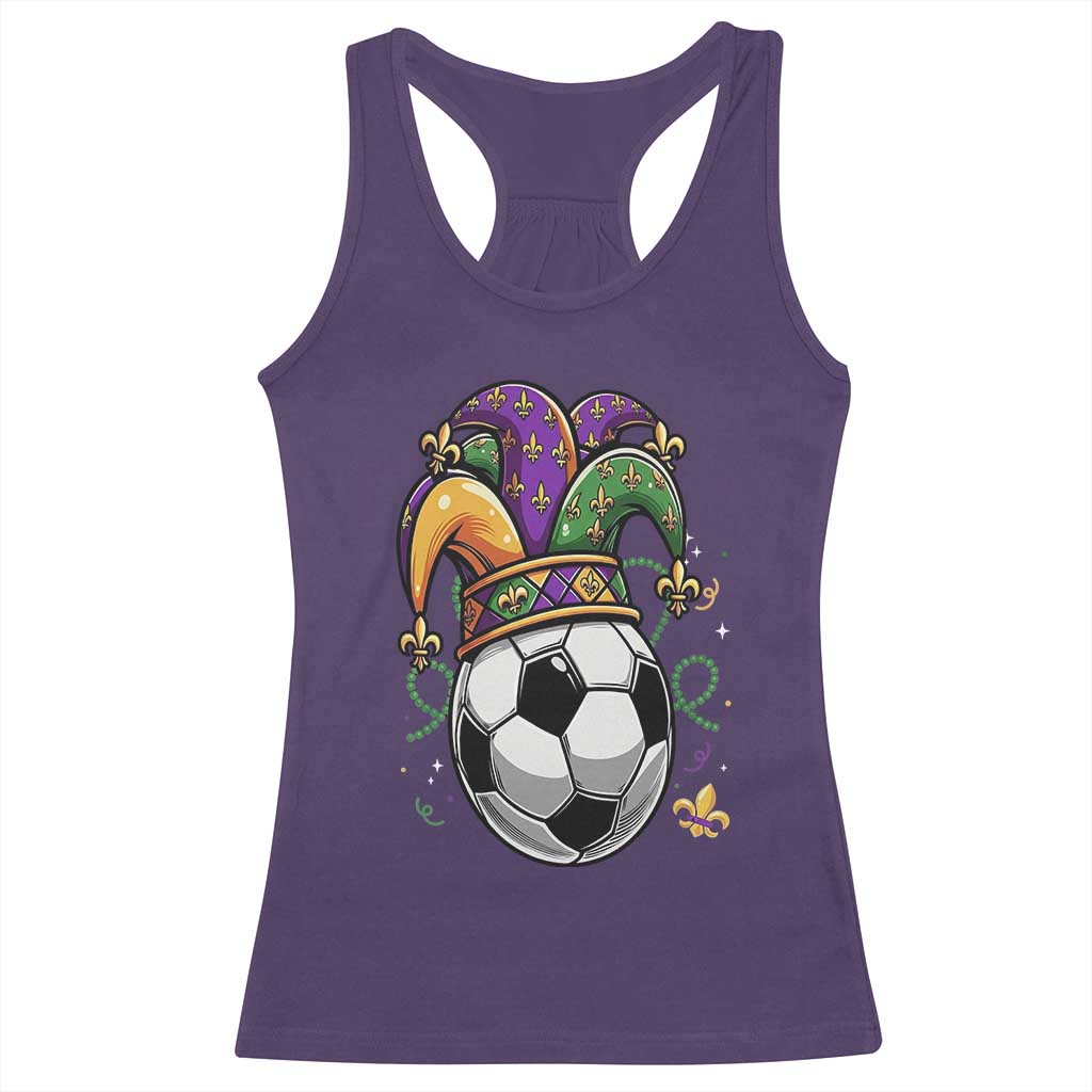 Mardi Gras Soccer Ball Racerback Tank Top Funny Louisiana Carnival Sports Gift TS12 Purple Print Your Wear