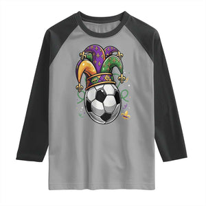 Mardi Gras Soccer Ball Raglan Shirt Funny Louisiana Carnival Sports Gift TS12 Sport Gray Black Print Your Wear
