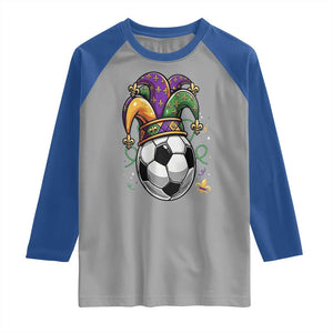 Mardi Gras Soccer Ball Raglan Shirt Funny Louisiana Carnival Sports Gift TS12 Sport Gray Royal Print Your Wear