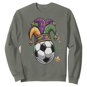 Mardi Gras Soccer Ball Sweatshirt Funny Louisiana Carnival Sports Gift TS12 Military Green Print Your Wear