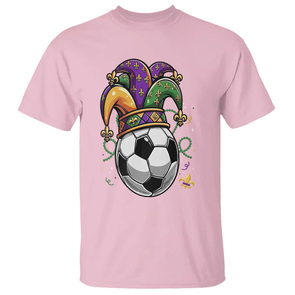 Mardi Gras Soccer Ball T Shirt Funny Louisiana Carnival Sports Gift TS12 Light Pink Print Your Wear