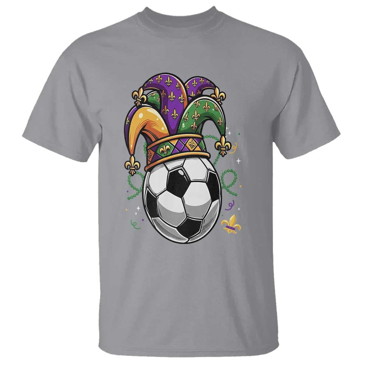 Mardi Gras Soccer Ball T Shirt Funny Louisiana Carnival Sports Gift TS12 Sport Gray Print Your Wear
