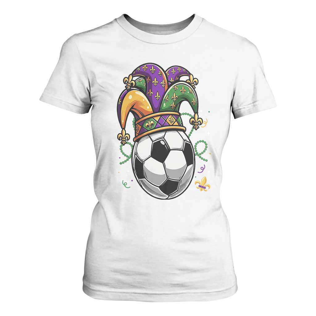Mardi Gras Soccer Ball T Shirt For Women Funny Louisiana Carnival Sports Gift TS12 White Print Your Wear