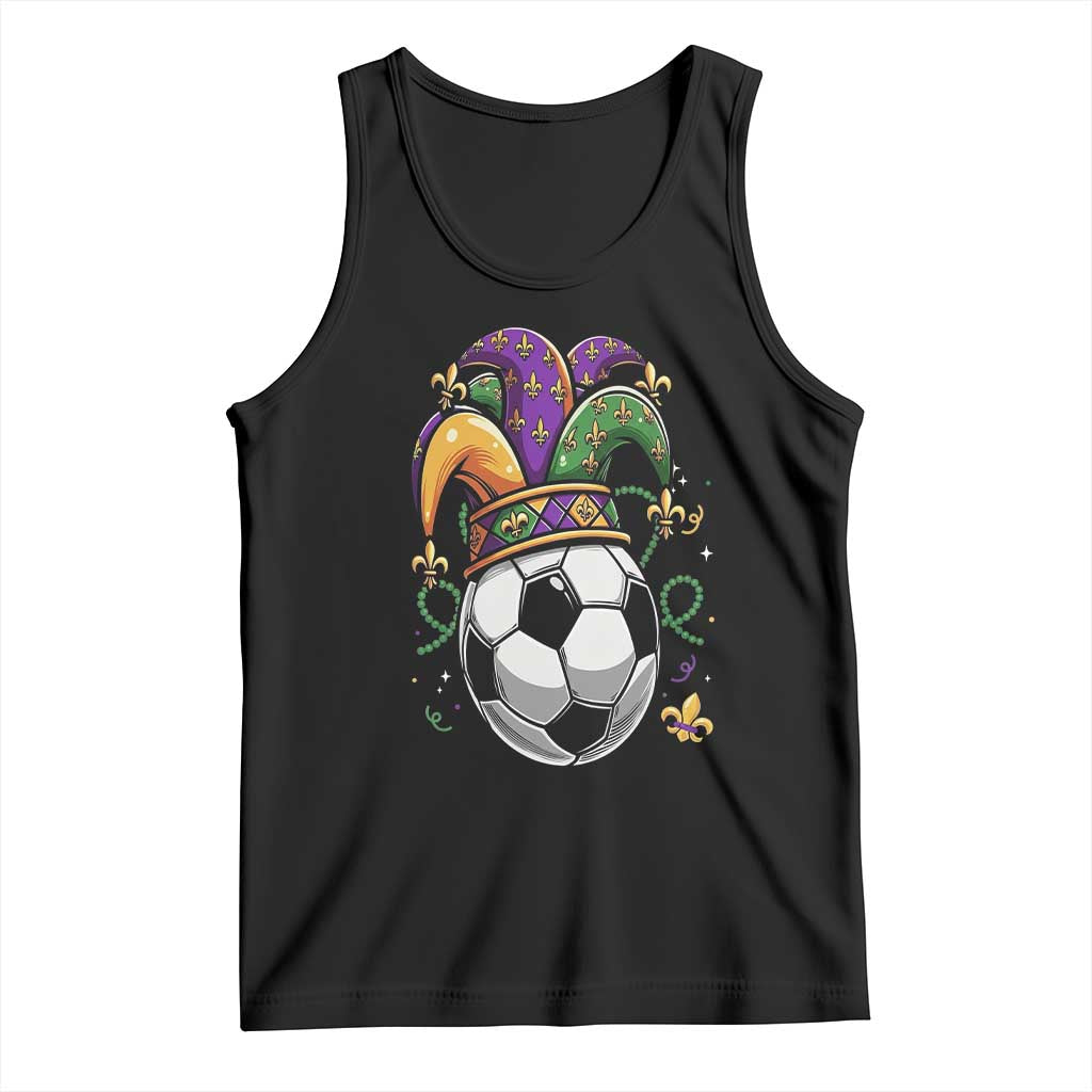 Mardi Gras Soccer Ball Tank Top Funny Louisiana Carnival Sports Gift TS12 Black Print Your Wear