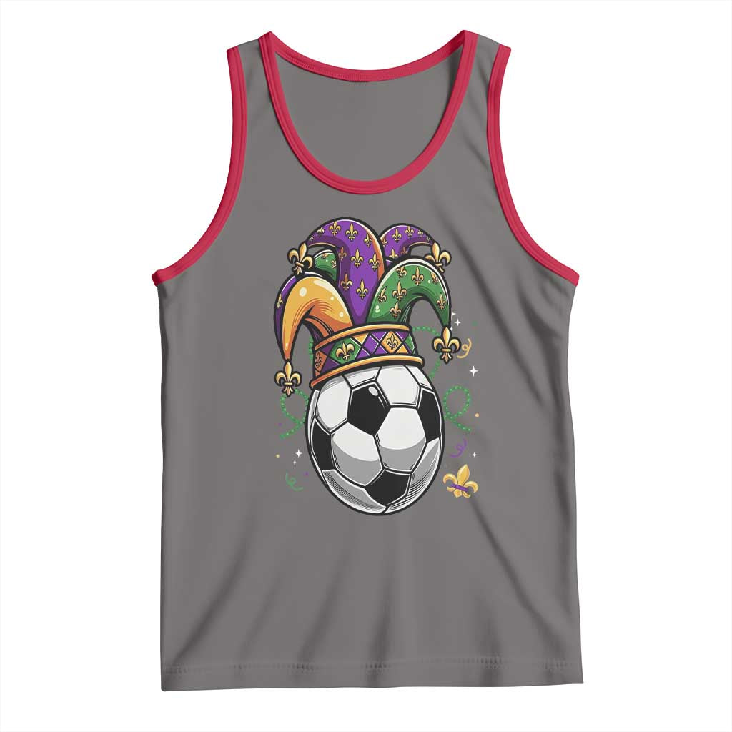 Mardi Gras Soccer Ball Tank Top Funny Louisiana Carnival Sports Gift TS12 Deep Heather Red Print Your Wear