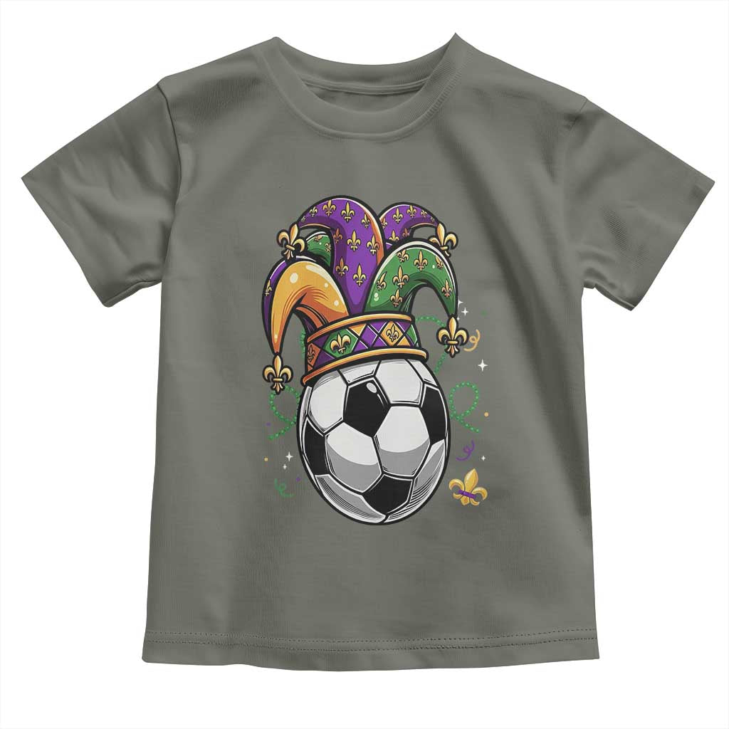 Mardi Gras Soccer Ball Toddler T Shirt Funny Louisiana Carnival Sports Gift TS12 Military Green Print Your Wear