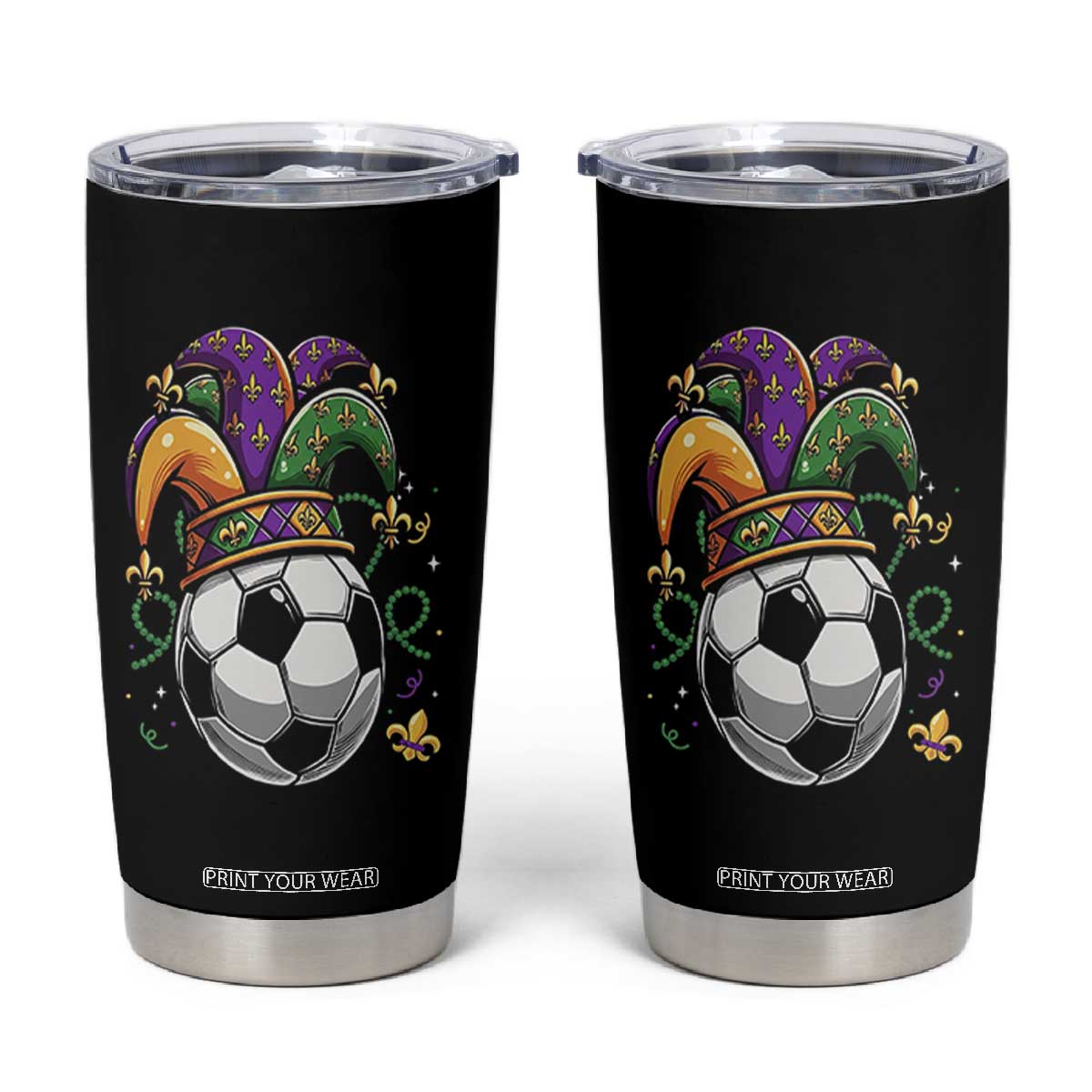 Mardi Gras Soccer Ball Tumbler Cup Funny Louisiana Carnival Sports Gift TS12 Black Print Your Wear