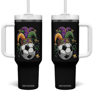 Mardi Gras Soccer Ball Tumbler With Handle Funny Louisiana Carnival Sports Gift TS12 One Size: 40 oz Black Print Your Wear