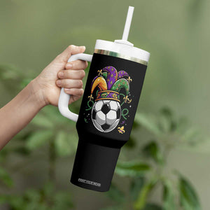 Mardi Gras Soccer Ball Tumbler With Handle Funny Louisiana Carnival Sports Gift TS12 Print Your Wear