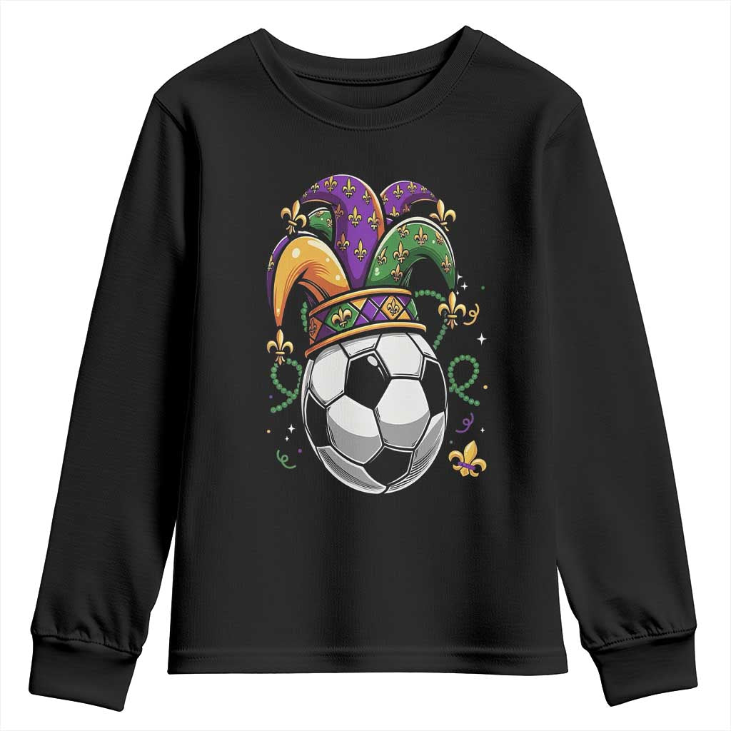 Mardi Gras Soccer Ball Youth Sweatshirt Funny Louisiana Carnival Sports Gift TS12 Black Print Your Wear
