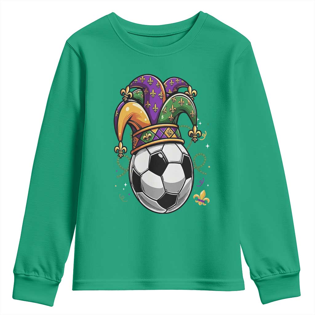 Mardi Gras Soccer Ball Youth Sweatshirt Funny Louisiana Carnival Sports Gift TS12 Irish Green Print Your Wear