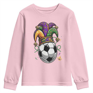 Mardi Gras Soccer Ball Youth Sweatshirt Funny Louisiana Carnival Sports Gift TS12 Light Pink Print Your Wear