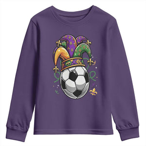 Mardi Gras Soccer Ball Youth Sweatshirt Funny Louisiana Carnival Sports Gift TS12 Purple Print Your Wear