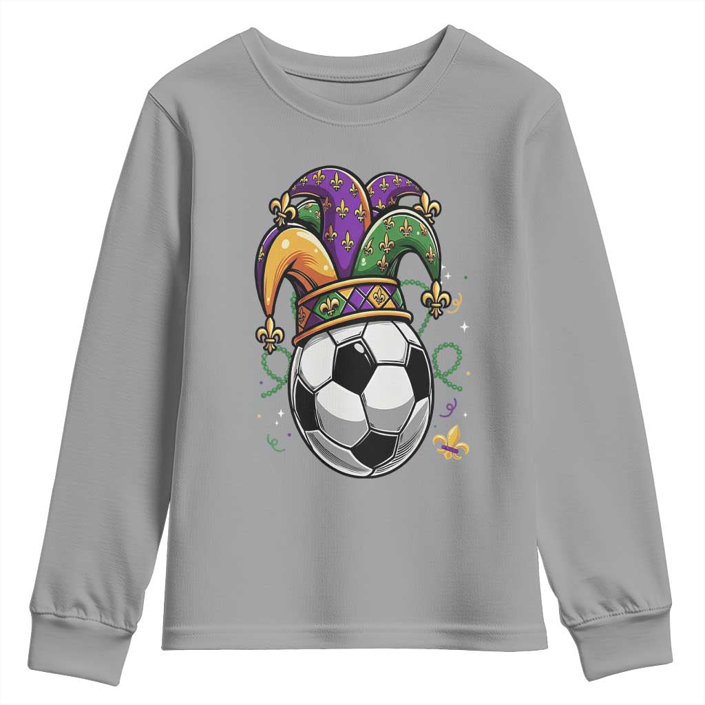 Mardi Gras Soccer Ball Youth Sweatshirt Funny Louisiana Carnival Sports Gift TS12 Sport Gray Print Your Wear