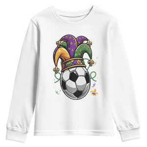 Mardi Gras Soccer Ball Youth Sweatshirt Funny Louisiana Carnival Sports Gift TS12 White Print Your Wear
