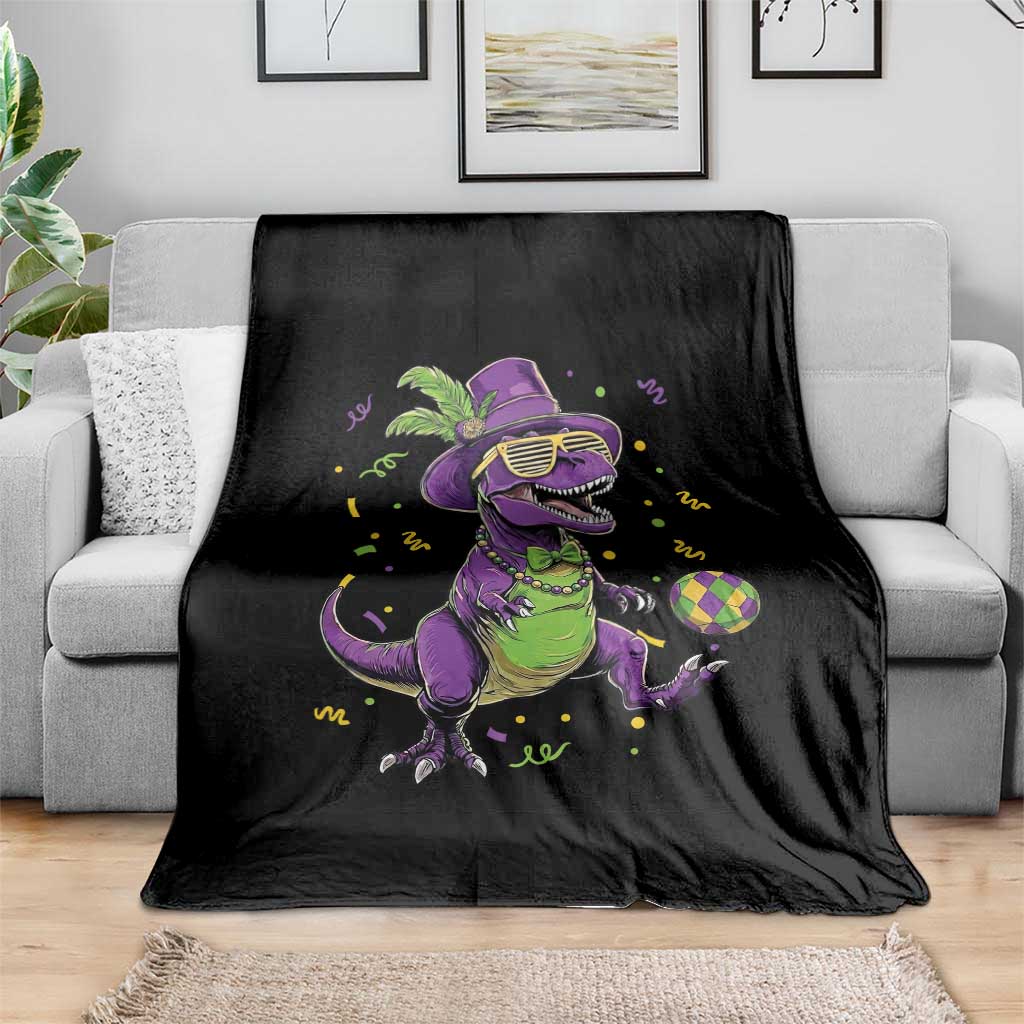 Funny Mardi Gras Dinosaur Playing Soccer Throw Blanket TS12 Print Your Wear