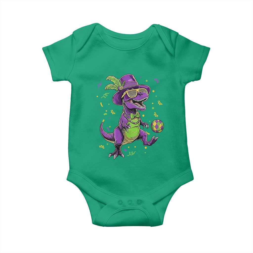 Funny Mardi Gras Dinosaur Playing Soccer Baby Onesie TS12 Irish Green Print Your Wear
