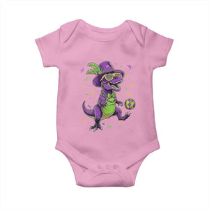 Funny Mardi Gras Dinosaur Playing Soccer Baby Onesie TS12 Light Pink Print Your Wear