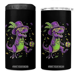 Funny Mardi Gras Dinosaur Playing Soccer 4 in 1 Can Cooler Tumbler TS12 One Size: 16 oz Black Print Your Wear