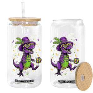 Funny Mardi Gras Dinosaur Playing Soccer Glass Can TS12 Print Your Wear