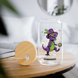 Funny Mardi Gras Dinosaur Playing Soccer Glass Can TS12 Print Your Wear