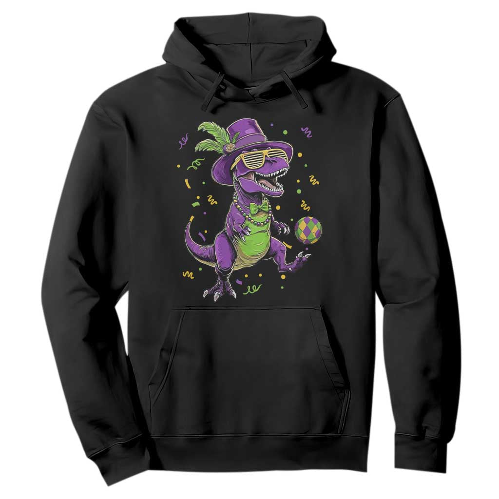 Funny Mardi Gras Dinosaur Playing Soccer Hoodie TS12 Black Print Your Wear