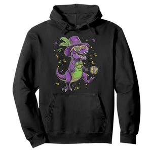 Funny Mardi Gras Dinosaur Playing Soccer Hoodie TS12 Black Print Your Wear