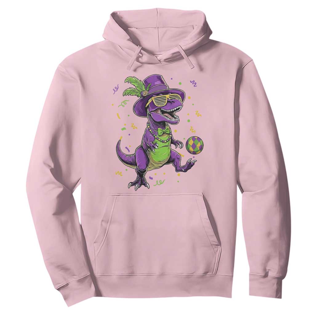 Funny Mardi Gras Dinosaur Playing Soccer Hoodie TS12 Light Pink Print Your Wear