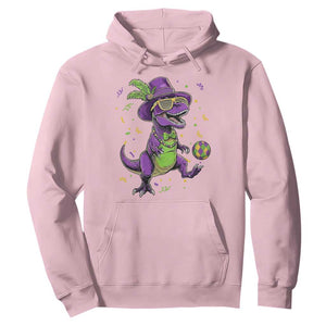 Funny Mardi Gras Dinosaur Playing Soccer Hoodie TS12 Light Pink Print Your Wear