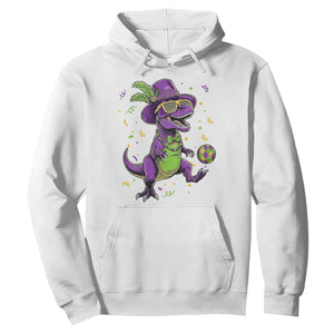 Funny Mardi Gras Dinosaur Playing Soccer Hoodie TS12 White Print Your Wear