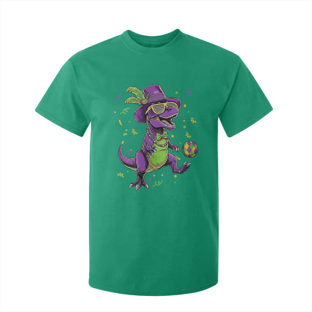 Funny Mardi Gras Dinosaur Playing Soccer T Shirt For Kid TS12 Irish Green Print Your Wear
