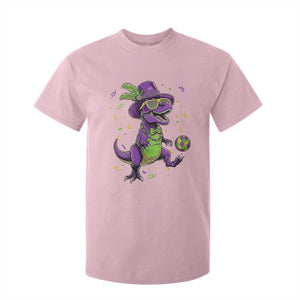 Funny Mardi Gras Dinosaur Playing Soccer T Shirt For Kid TS12 Light Pink Print Your Wear