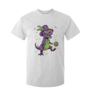 Funny Mardi Gras Dinosaur Playing Soccer T Shirt For Kid TS12 White Print Your Wear