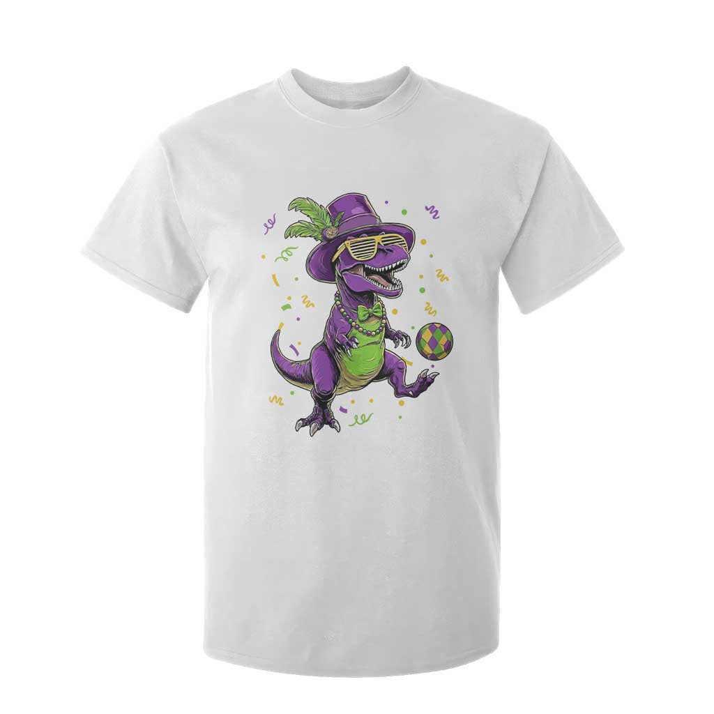 Funny Mardi Gras Dinosaur Playing Soccer T Shirt For Kid TS12 White Print Your Wear