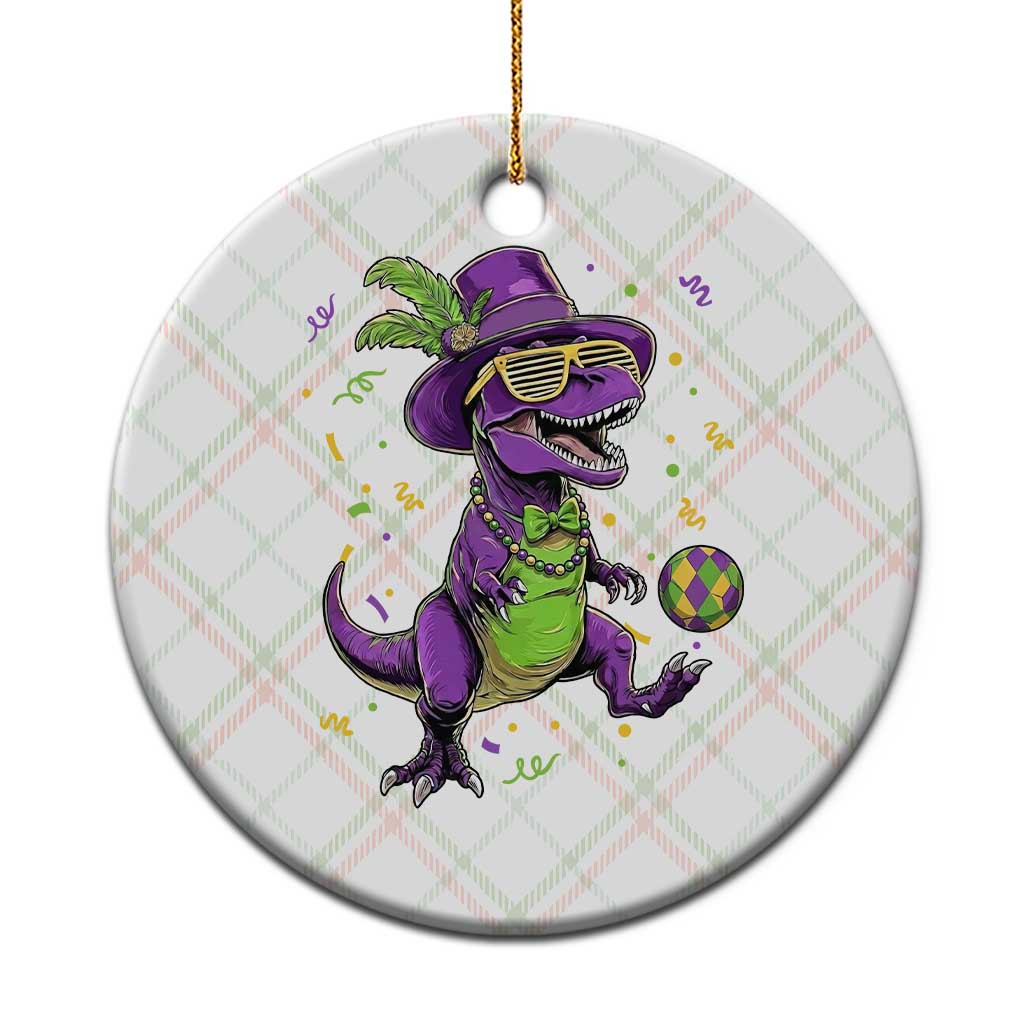 Funny Mardi Gras Dinosaur Playing Soccer Ceramic Ornament TS12 1pc Christmas Plaid Print Your Wear