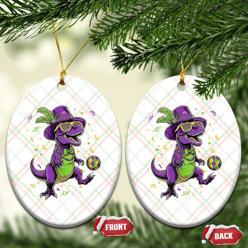 Funny Mardi Gras Dinosaur Playing Soccer Ceramic Ornament TS12 Print Your Wear